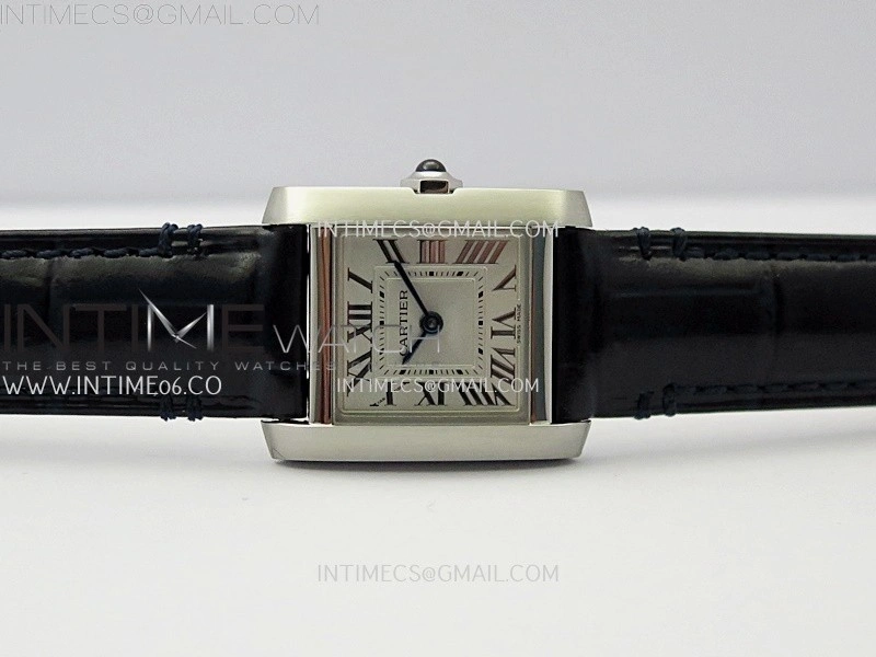 Tank Francaise Ladies 21.2mm SS 8848F 1:1 Best Edition Silver Dial on Black Leather Strap Ronda Quartz V2